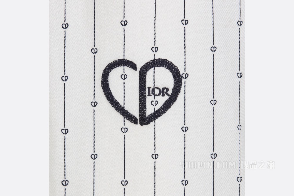工装牛仔裤 白色棉质牛仔布“CD Heart”标志
