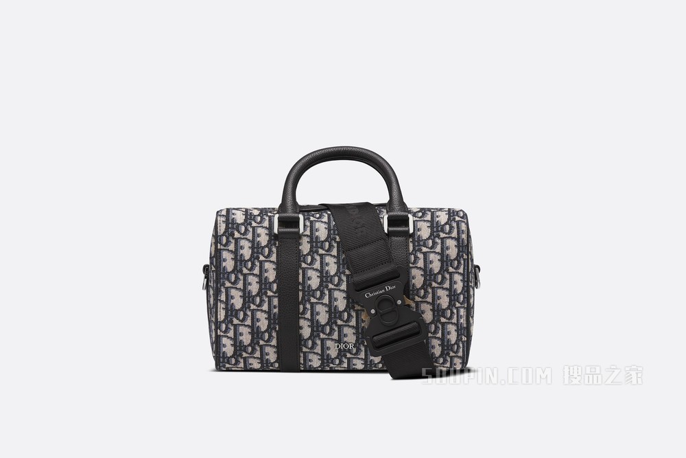 Dior Lingot 26 手袋 米色和黑色 Oblique 印花