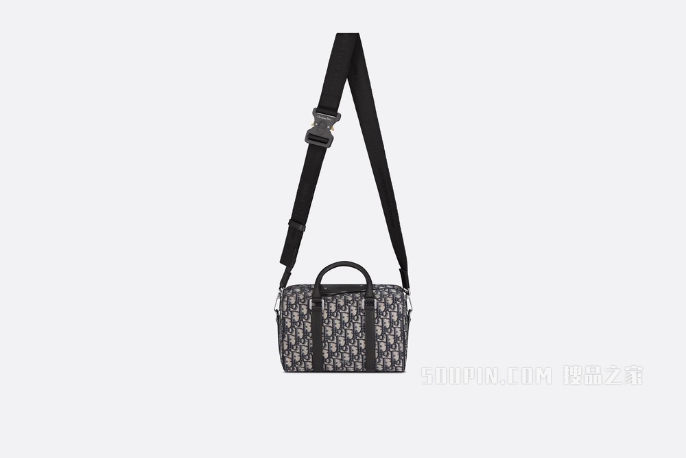 Dior Lingot 26 手袋 米色和黑色 Oblique 印花