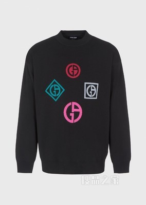徽标嵌花圆领针织衫 | Giorgio Armani