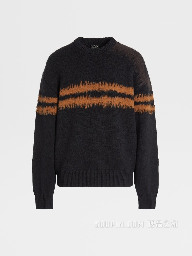 黑色驼色Oasi羊绒圆领针织衫