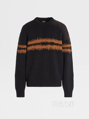 黑色驼色Oasi羊绒圆领针织衫