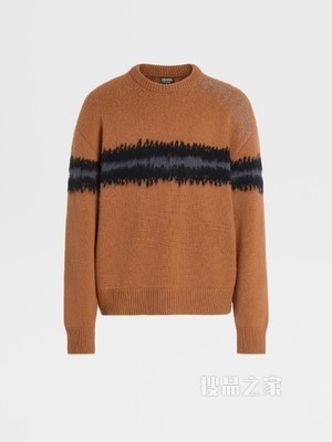 驼色黑色Oasi羊绒圆领针织衫
