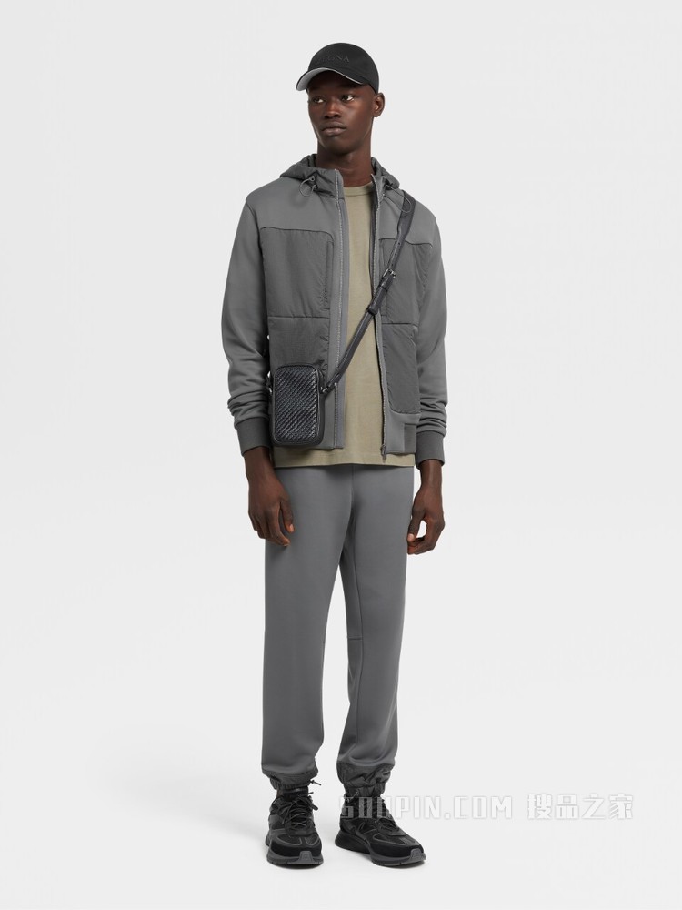 柔软棉质混纺面料全拉链连帽运动衫