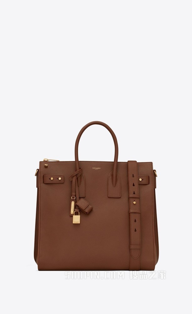 Sac de Jour竖款粒面皮革托特包