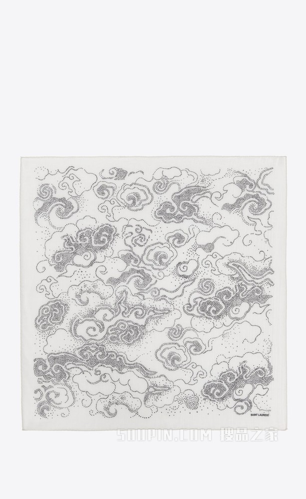 云朵印花羊毛头巾