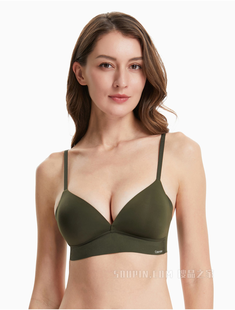 Calvin Klein 女士舒适光面无痕薄衬垫无钢圈宽围边三角杯文胸QF6022AD
