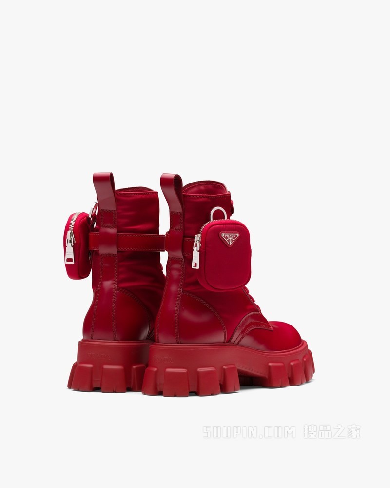 Monolith 亮面皮革和尼龙中筒靴