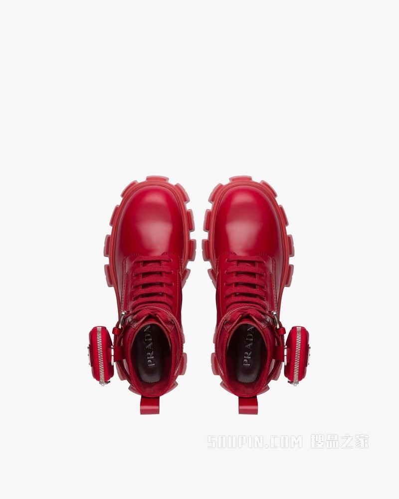 Monolith 亮面皮革和尼龙中筒靴