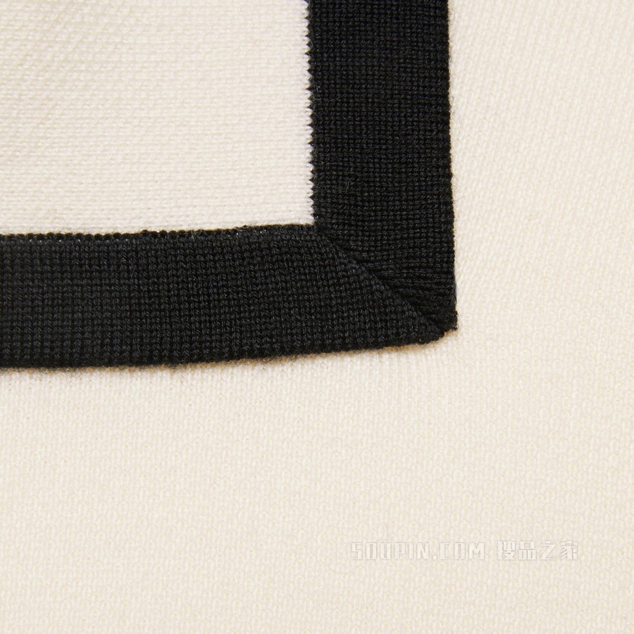 GG珠地棉提花Polo羊毛衫 象牙白色