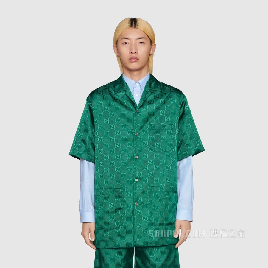 GG帆布尼龙保龄球衫 绿色