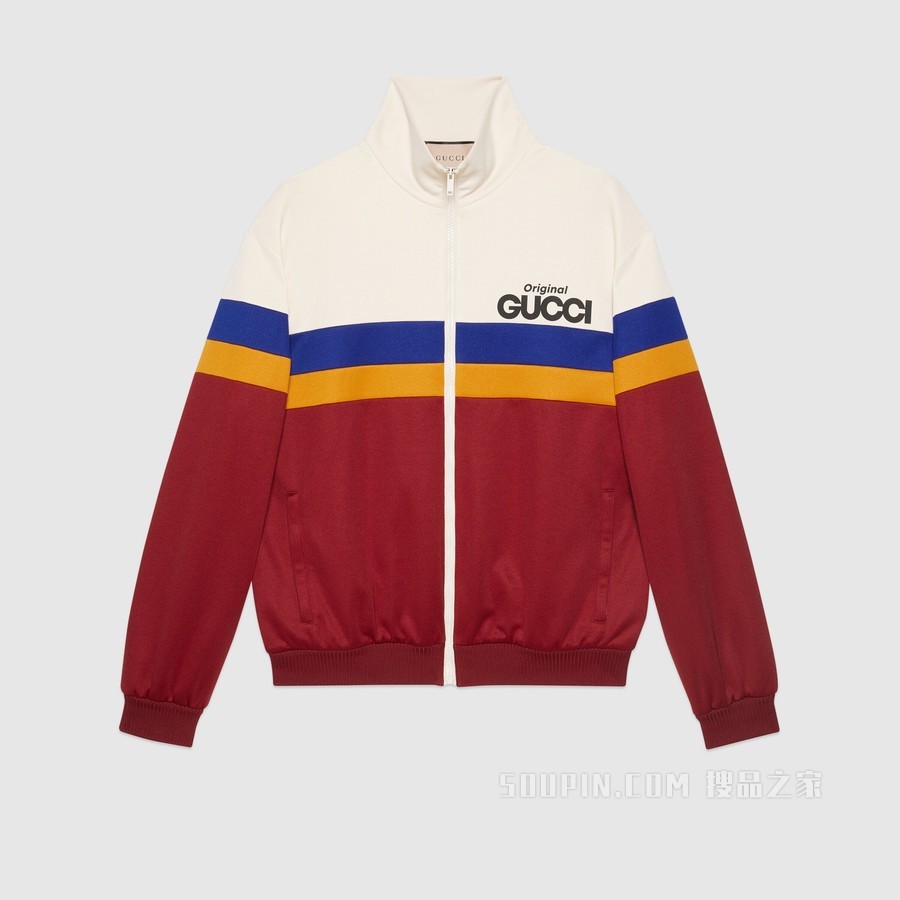 “Original Gucci”印花针织夹克 洋红色和象牙白色