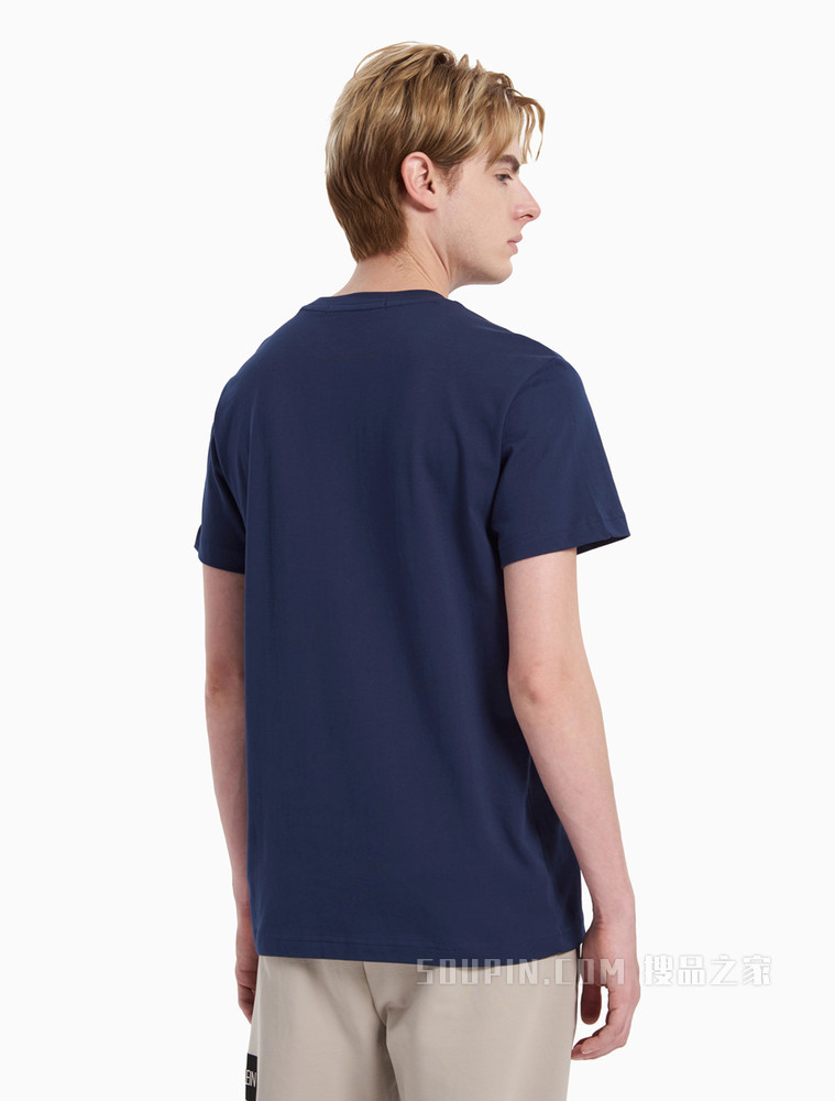 Calvin Klein 男装简约纯棉胶质LOGO印花圆领短袖T恤J318472