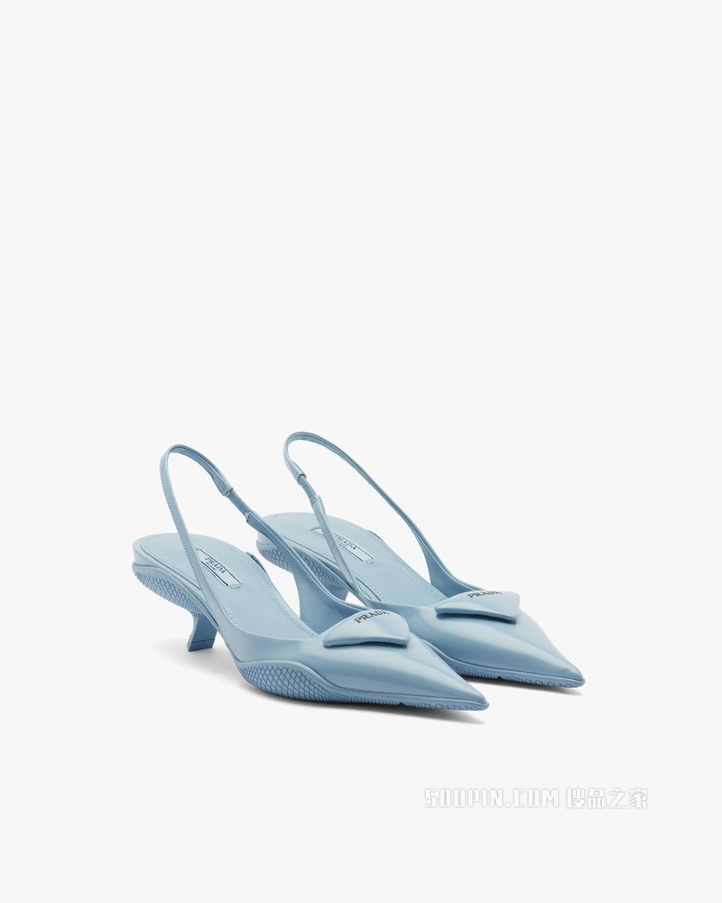亮面皮革后饰带高跟鞋