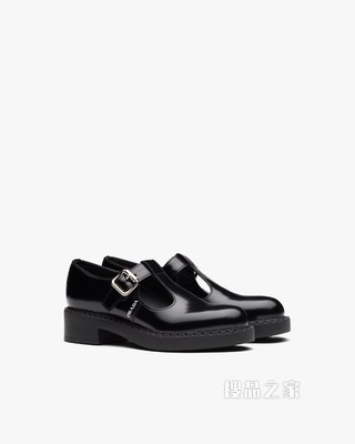 亮面皮革T字系带鞋
