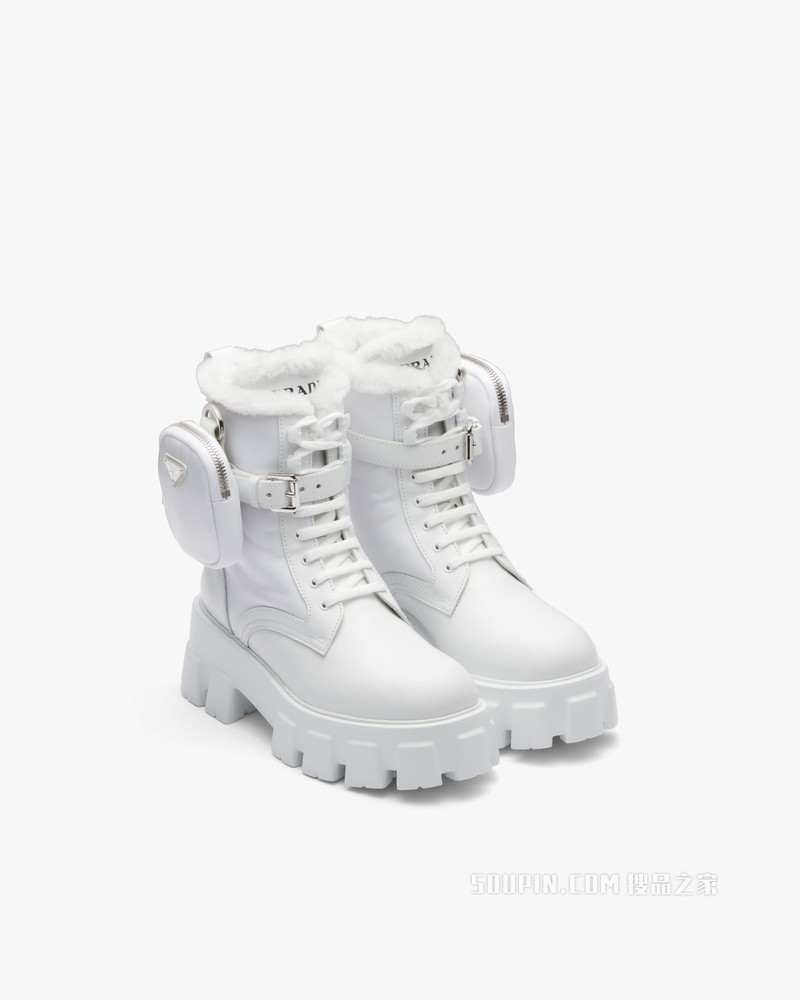 Monolith 皮革和尼龙中筒靴