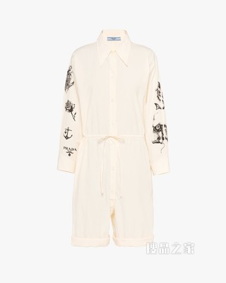 印花钱布雷连体裤