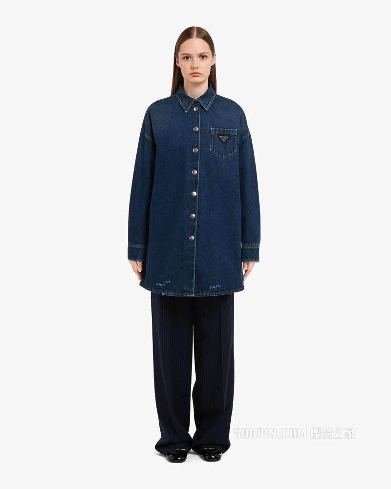 Oversize加衬丹宁衬衫
