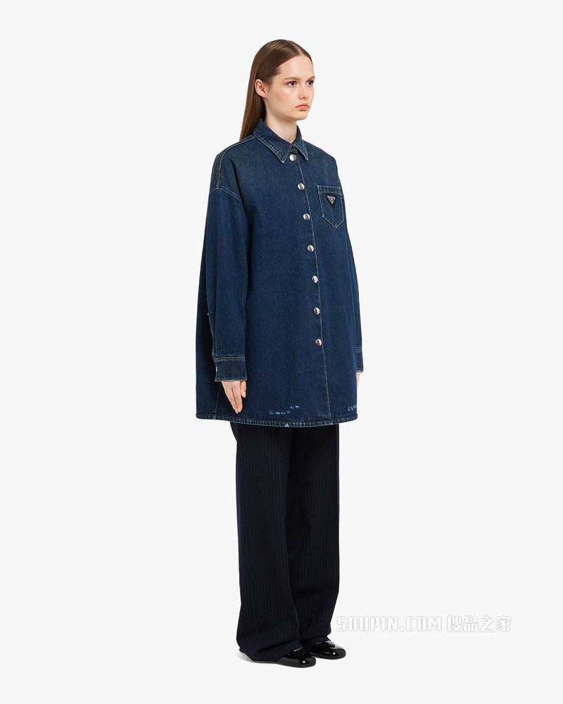 Oversize加衬丹宁衬衫