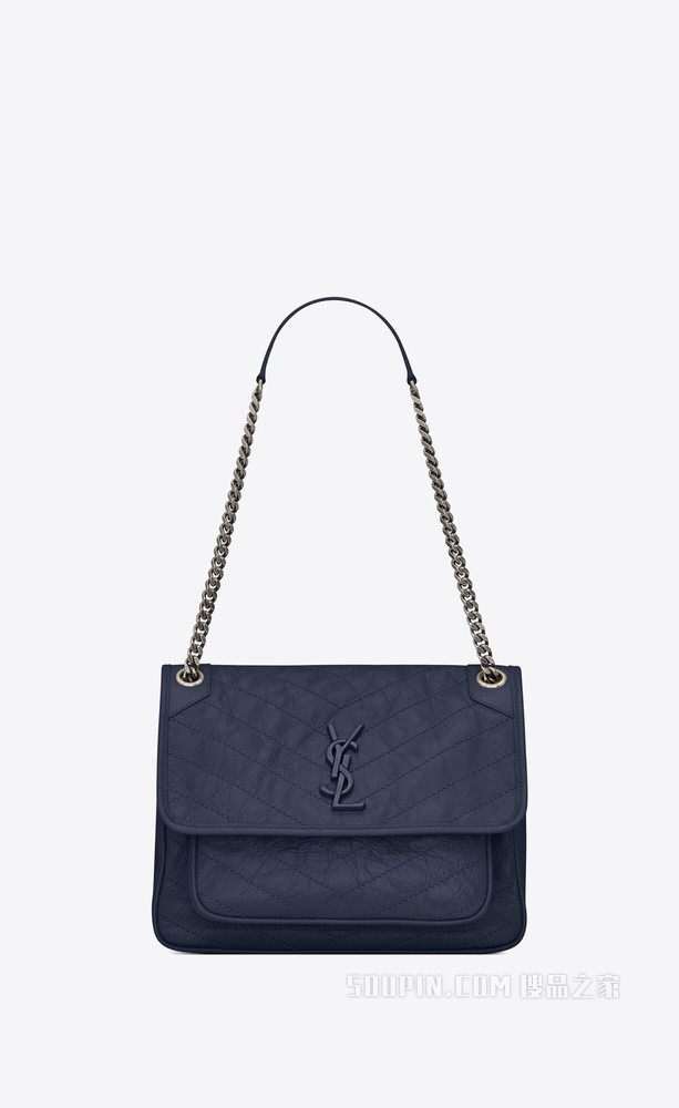 NIKI中号折叠复古皮革手提包