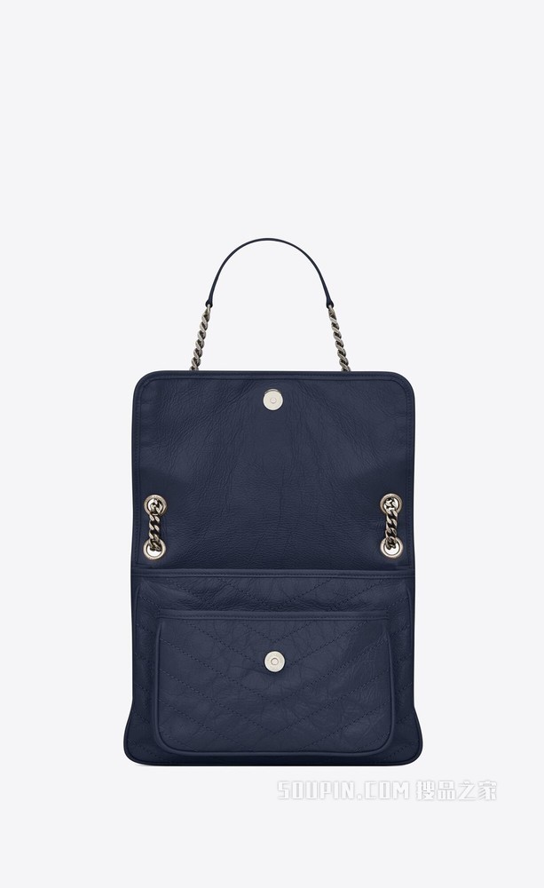 NIKI中号折叠复古皮革手提包