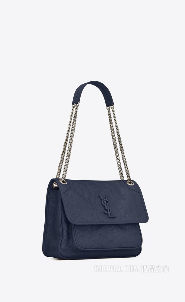 NIKI中号折叠复古皮革手提包
