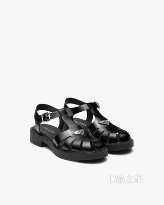 亮面皮革渔夫凉鞋