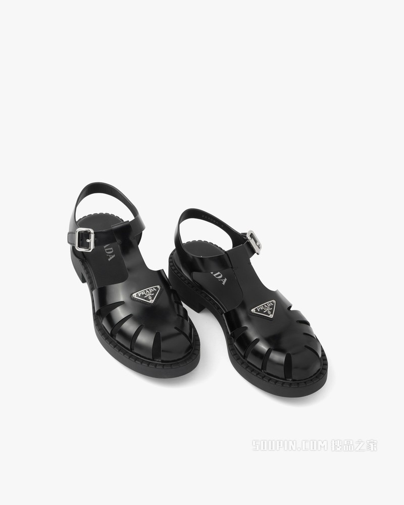 亮面皮革渔夫凉鞋