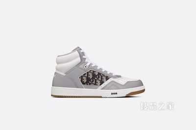 B27 高帮运动鞋 灰色和白色光滑牛皮革米色和黑色 Oblique 印花