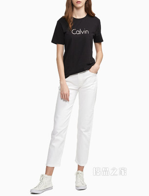 Calvin Klein 女装基础款简约百搭箔印LOGO圆领短袖T恤J213769