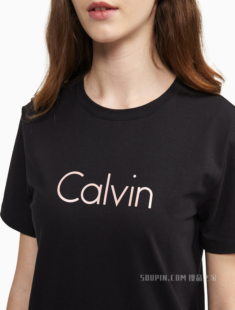 Calvin Klein 女装基础款简约百搭箔印LOGO圆领短袖T恤J213769