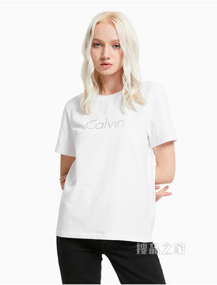Calvin Klein 女装基础款简约百搭箔印LOGO圆领短袖T恤J213769