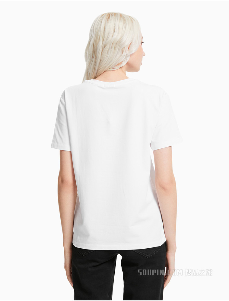 Calvin Klein 女装基础款简约百搭箔印LOGO圆领短袖T恤J213769