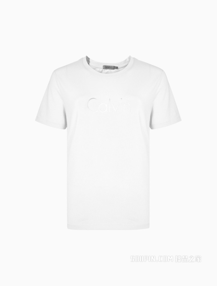 Calvin Klein 女装基础款简约百搭箔印LOGO圆领短袖T恤J213769