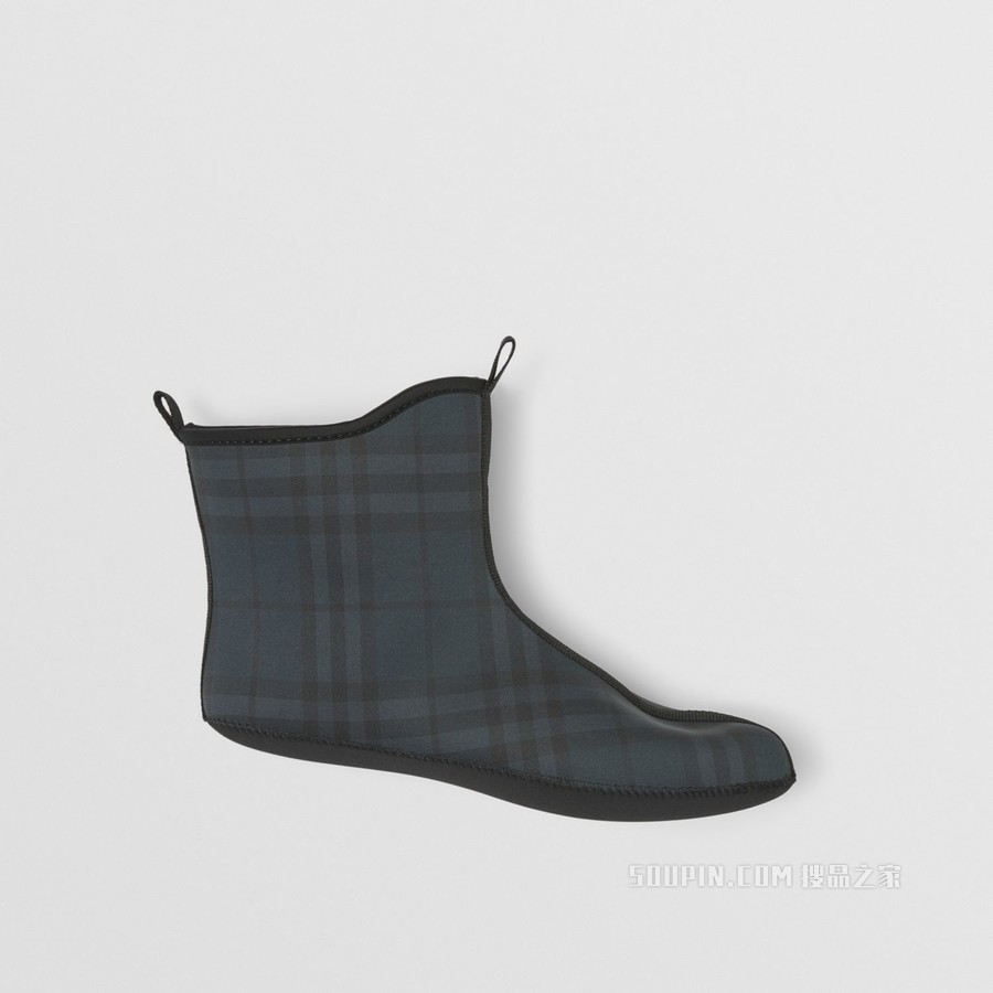 Vintage Check Neoprene and Rubber Rain Boots (Black/charcoal)