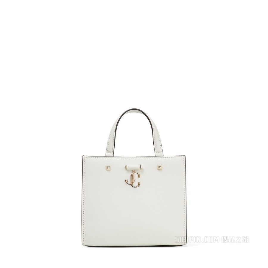 VARENNE TOTE BAG/S 浅金色 JC 徽章饰黑色细腻亮面小牛皮托特包