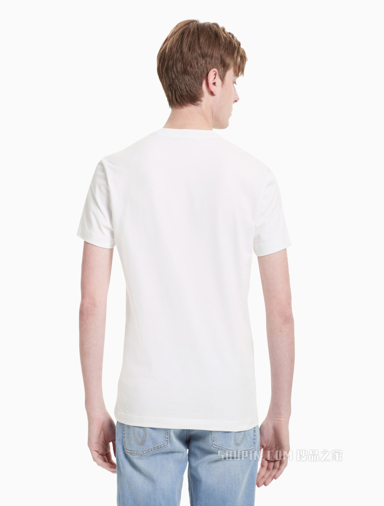 Calvin Klein 男装时尚数码像素层叠LOGO圆领短袖T恤 J318156