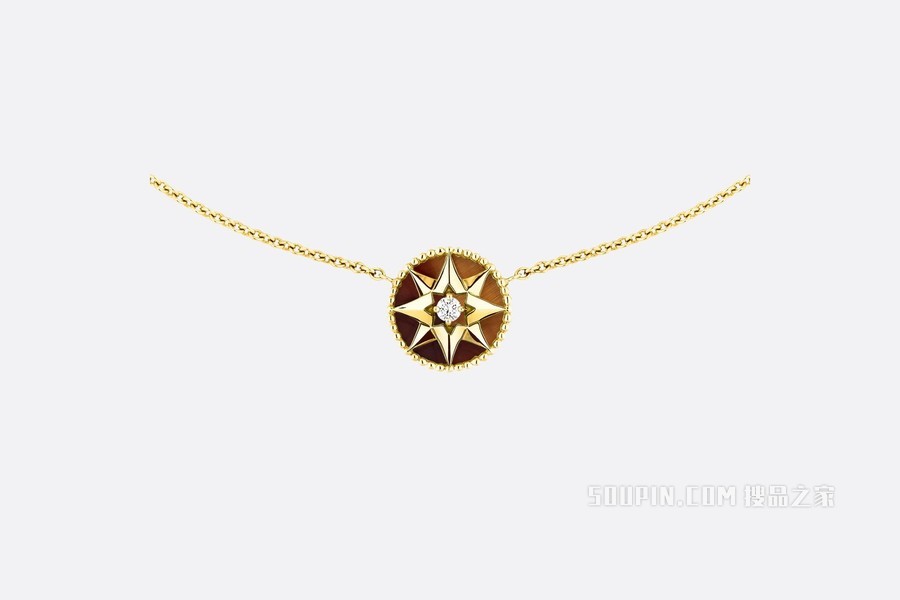 Rose des Vents 项链 黄色 18K 金、钻石和虎眼石