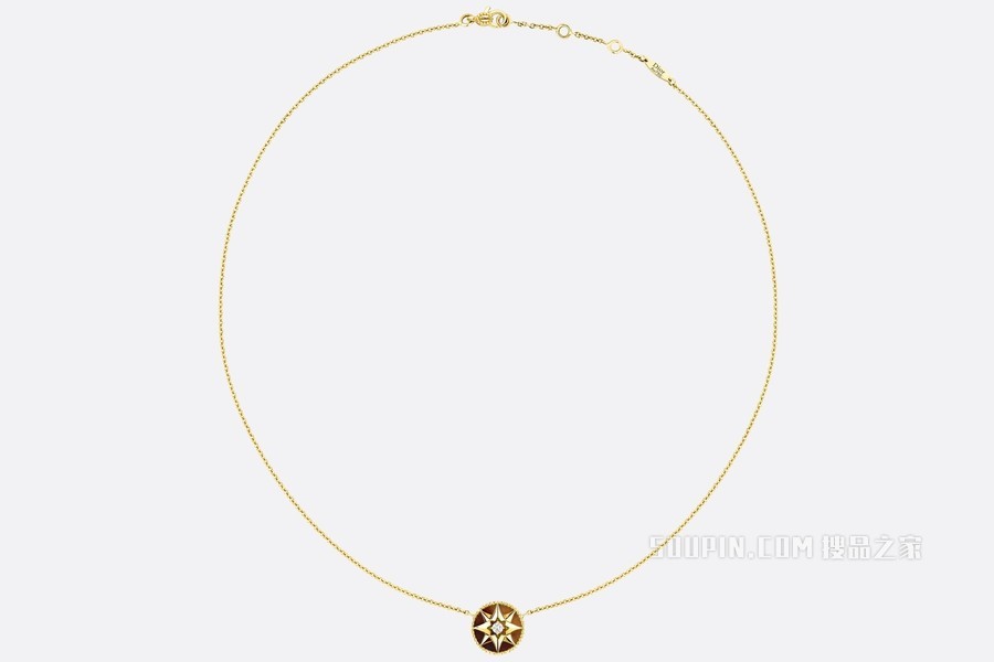 Rose des Vents 项链 黄色 18K 金、钻石和虎眼石