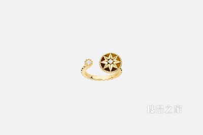 Rose des Vents 戒指 黄色 18K 金、钻石和虎眼石