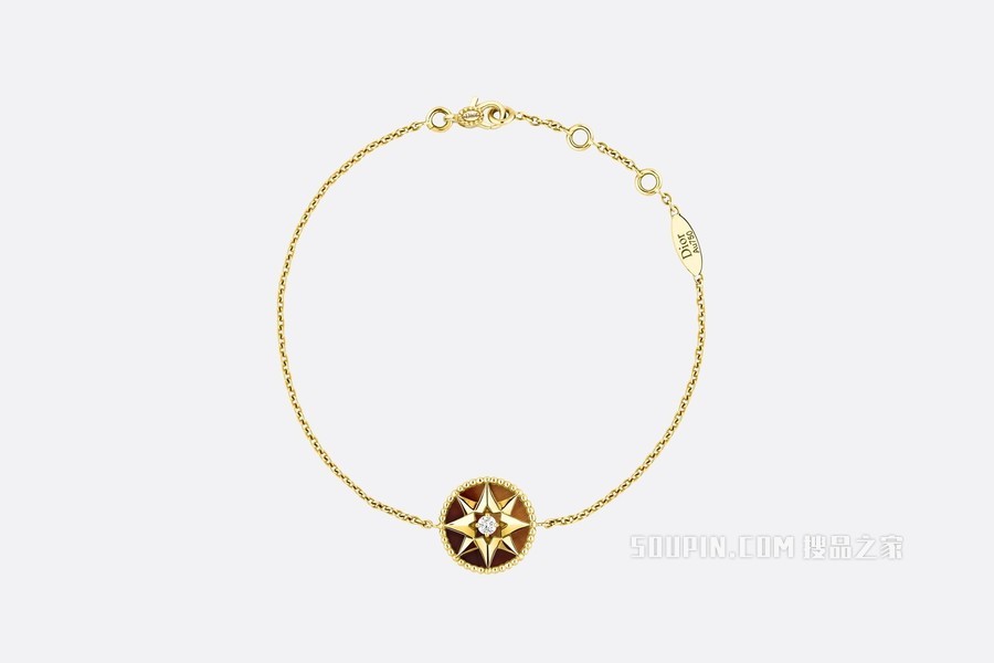 Rose des Vents 手链 黄色 18K 金、钻石和虎眼石
