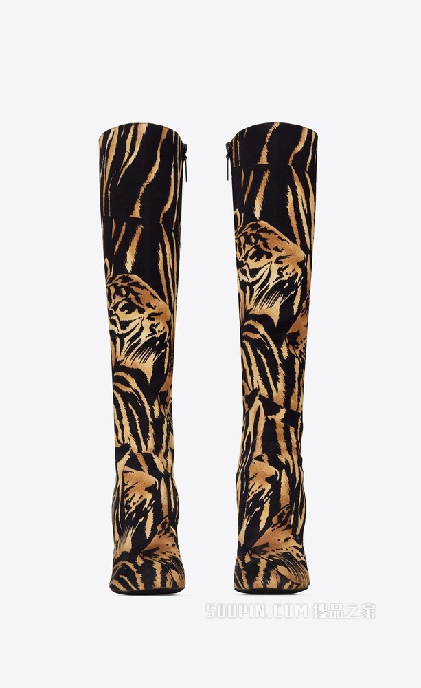 缎面虎纹68长靴