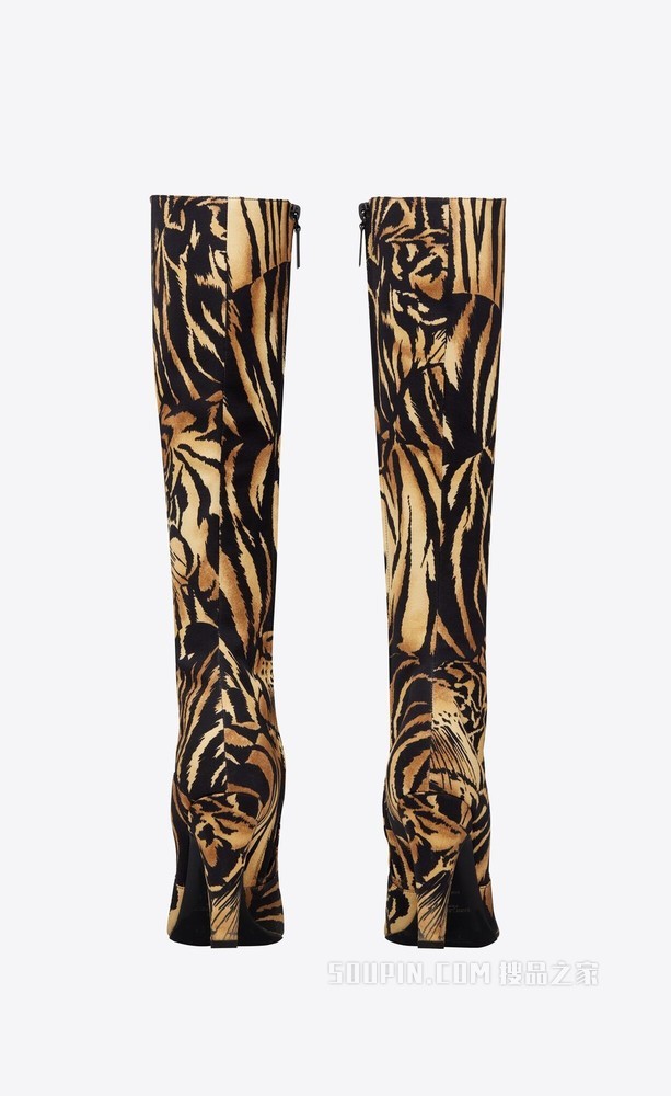 缎面虎纹68长靴