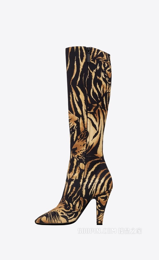 缎面虎纹68长靴