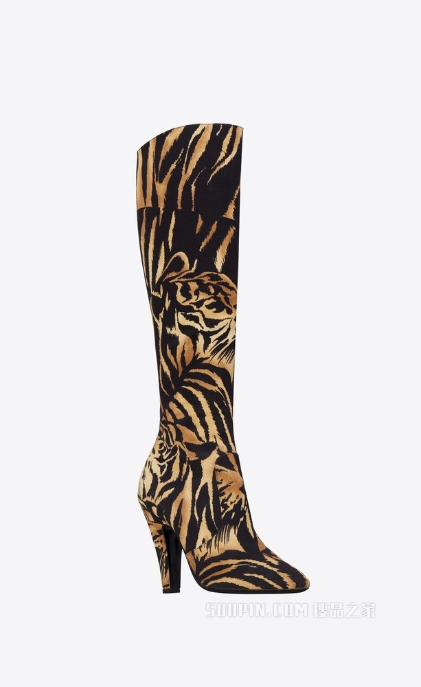 缎面虎纹68长靴