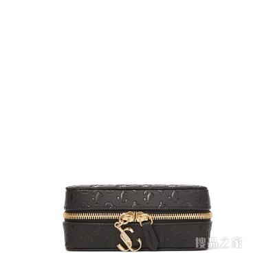 JEWELLERY CASE/S 黑色 JC 字母压纹小牛皮首饰包