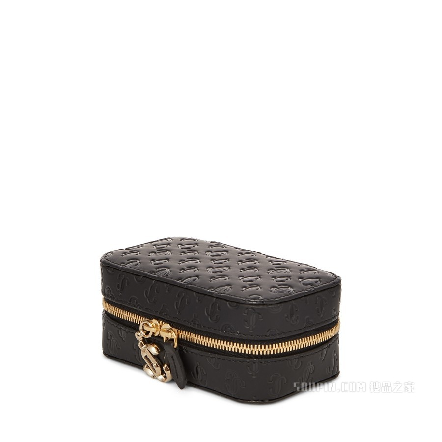 JEWELLERY CASE/S 黑色 JC 字母压纹小牛皮首饰包