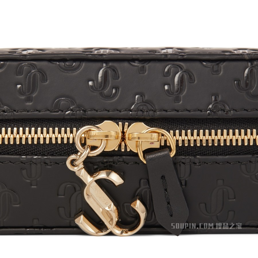 JEWELLERY CASE/S 黑色 JC 字母压纹小牛皮首饰包