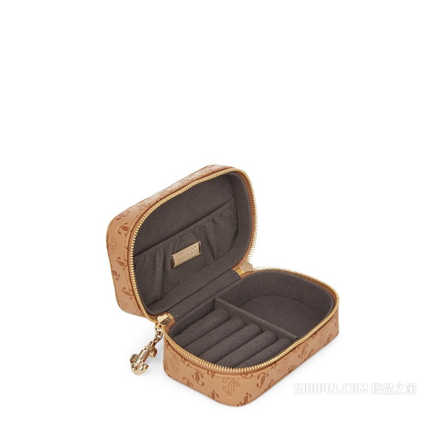 JEWELLERY CASE/S 黑色 JC 字母压纹小牛皮首饰包