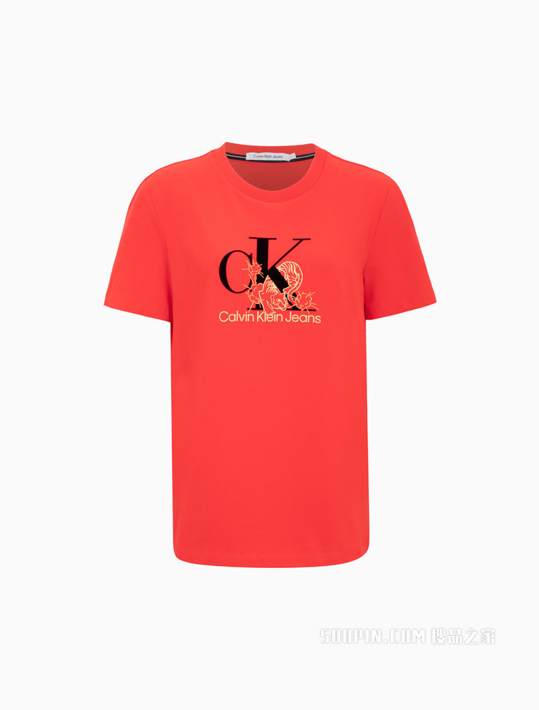 【虎年限定】Calvin Klein 女士新年红本命年烫印短袖T恤J217946